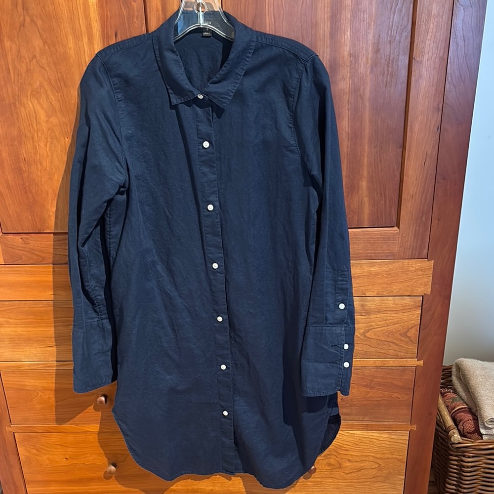 J Crew navy blue shirt, dress linen size Small